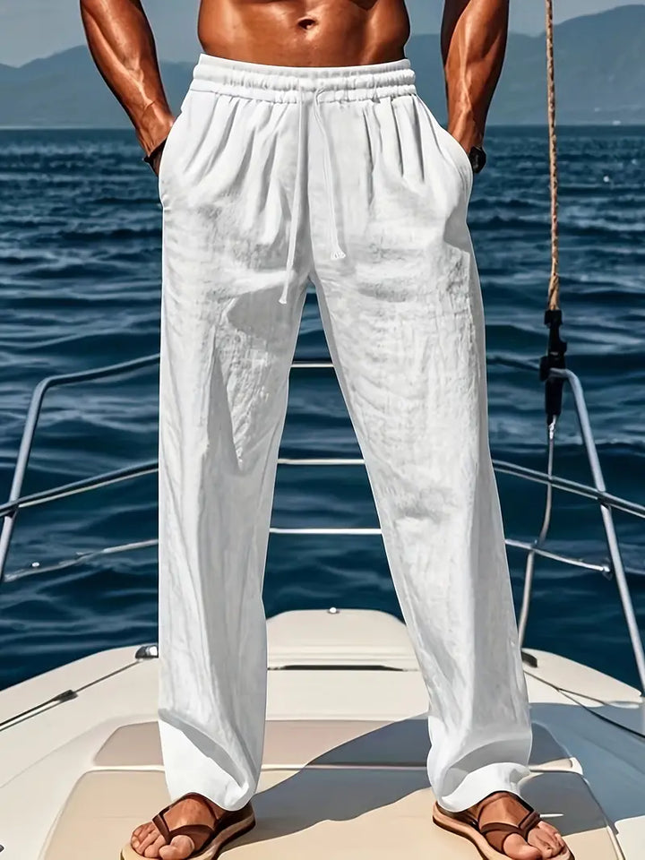 Men's loose fit summer trousers, lightweight casual pants with drawstring for ultimate comfort and style.