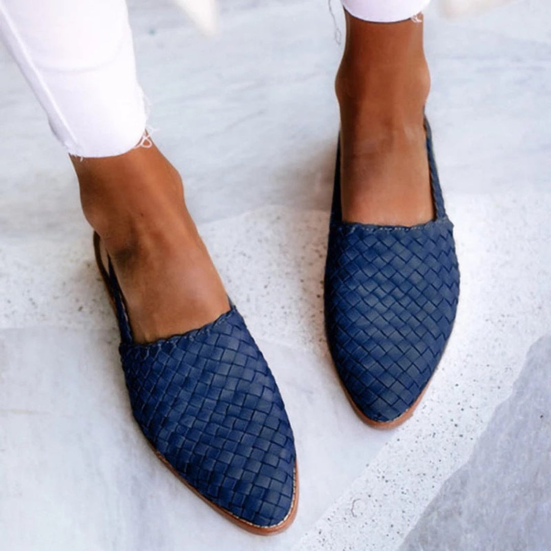 Versatile women's elegant woven pointed-toe slingback sandals, a chic choice for any summer occasion.