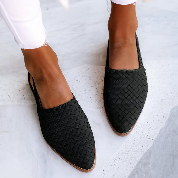 Women's elegant woven pointed-toe slingback sandals for a comfortable and stylish summer look.