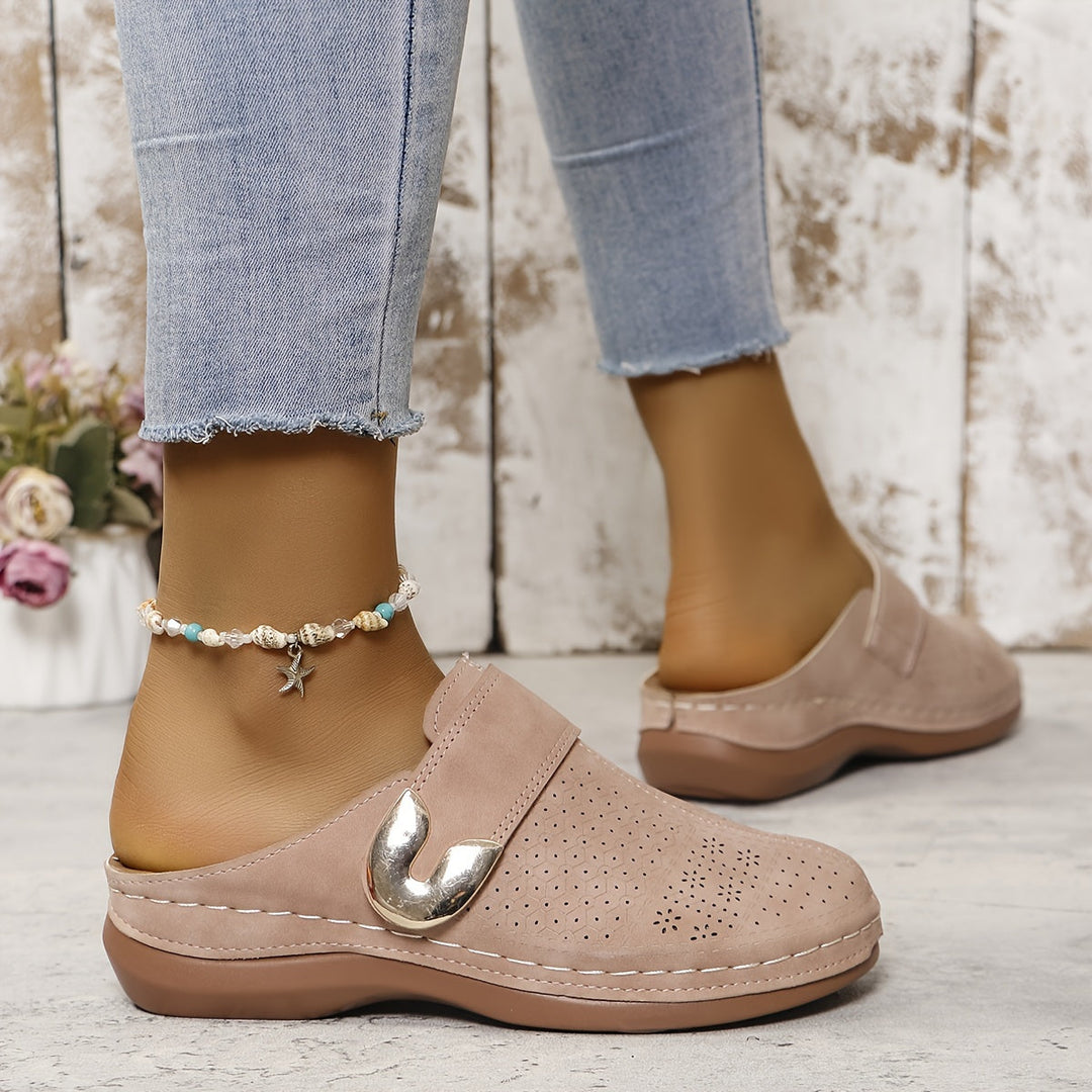 Women's chic & cozy everyday slip-on mule slippers; comfortable, stylish flat footwear.
