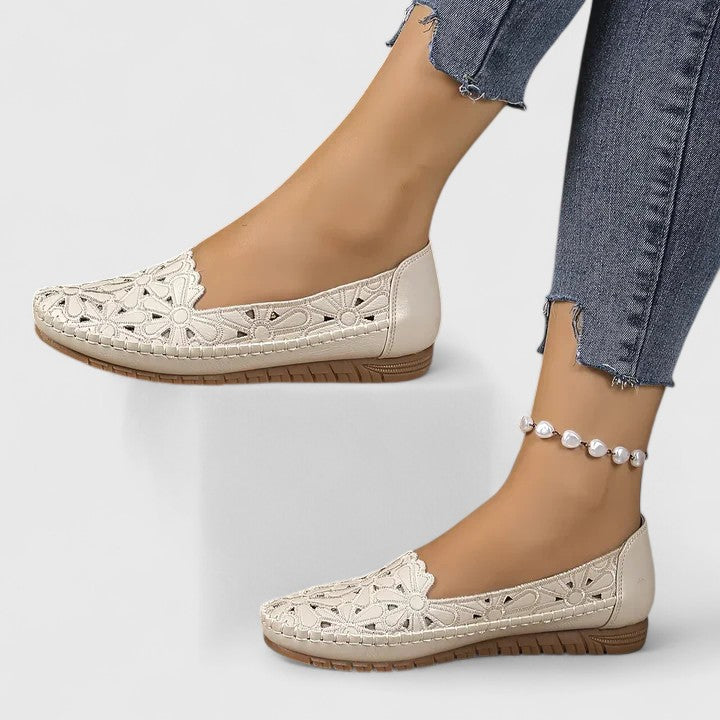 Casual women's perforated loafers, easy slip-on shoes for ultimate comfort.