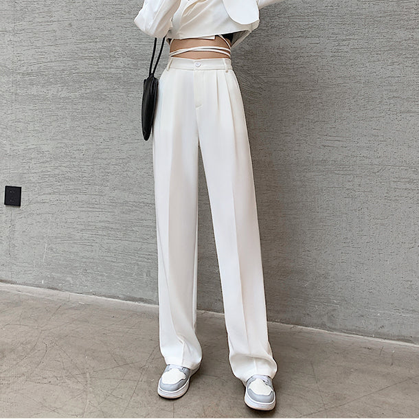 Flattering high waist wide leg trousers for women. Elegant & comfortable palazzo pants, a versatile fashion bottom.