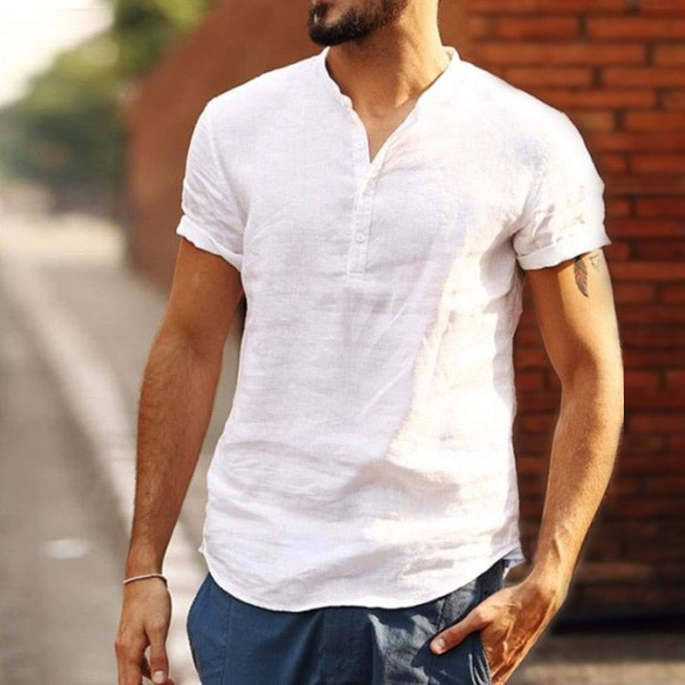 Stylish men's lightweight short sleeve summer shirt, perfect for comfort, vacation, and casual everyday.