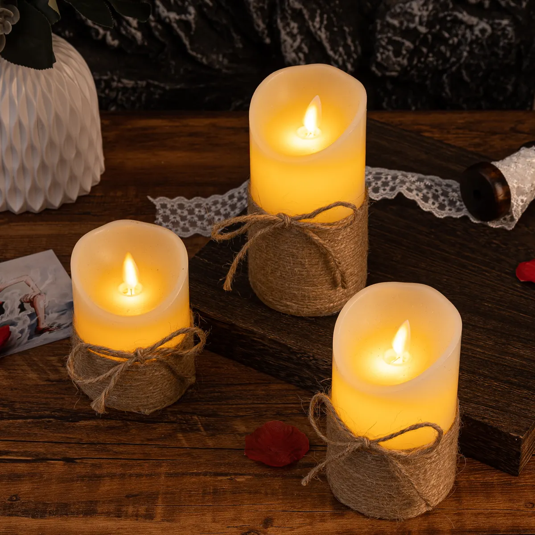 Flameless LED candles for event & home decor, offering a safe, beautiful, and controlled light.