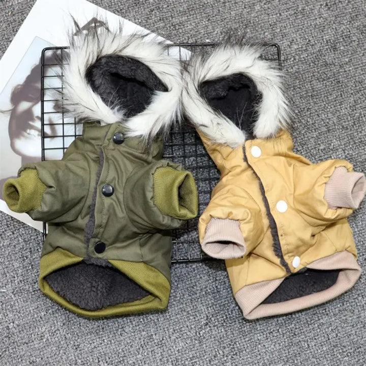 Soft PureFur pet apparel dog coat, providing ultimate warmth & comfort for winter activities.
