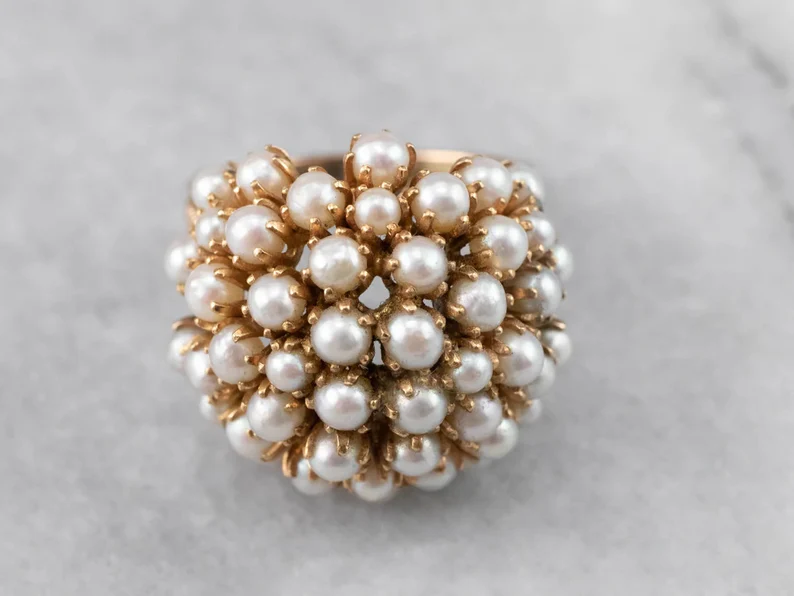 Women's Inlaid Pearl Ring