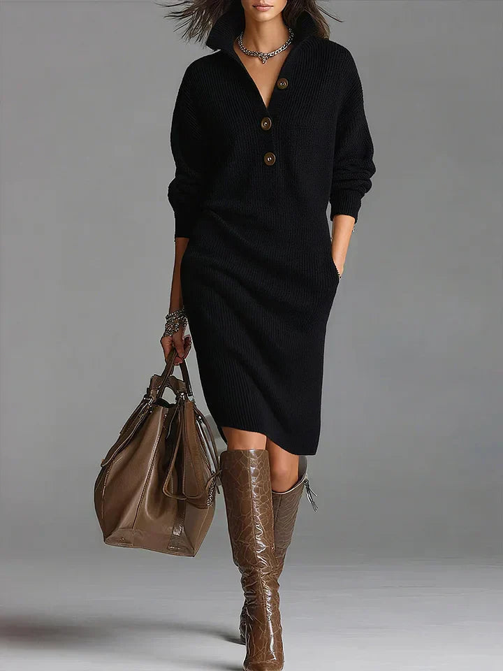 Stylish women's button-front midi dress. Flattering long summer dress, perfect for casual, elegant wear & women's apparel.