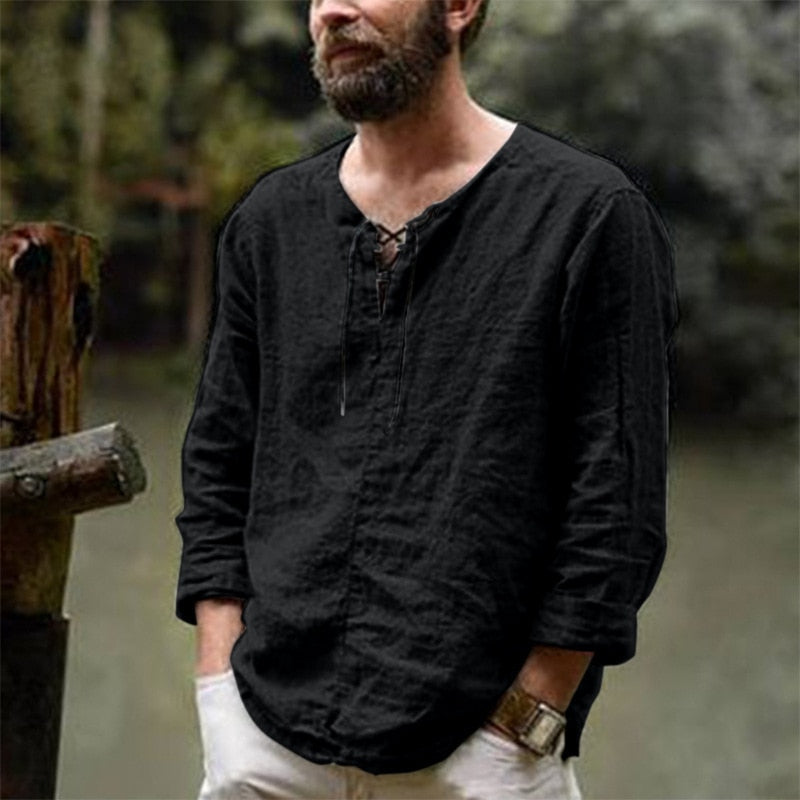 Effortless style with this men's lightweight v-neck summer shirt, perfect for comfort in hot weather.
