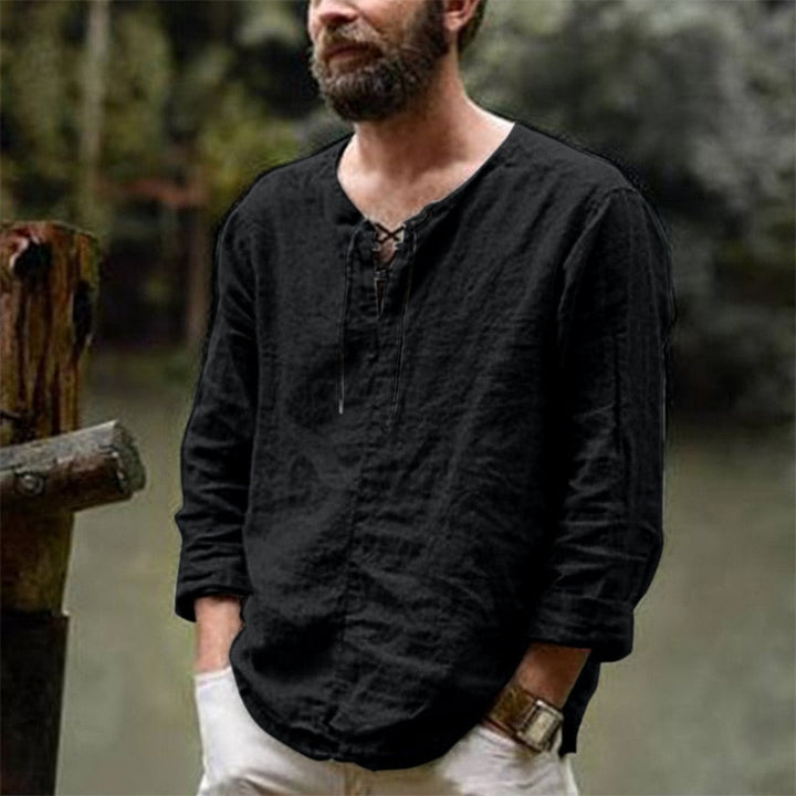 Effortless style with this men's lightweight v-neck summer shirt, perfect for comfort in hot weather.