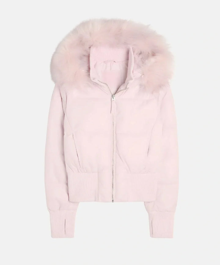 Faux fur hooded women's winter jacket, elegant, practical, and incredibly warm.