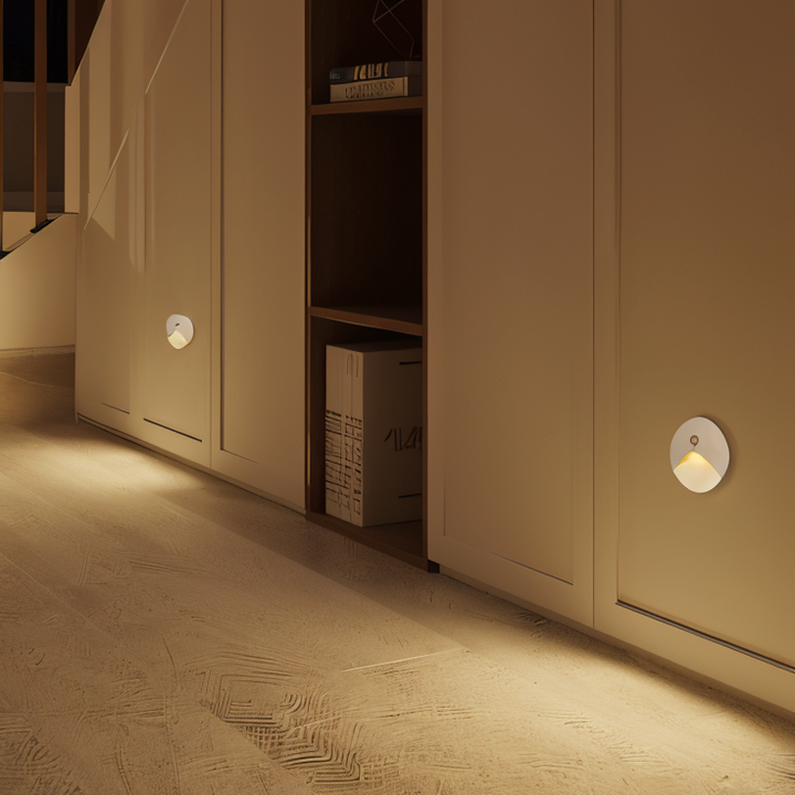 LuminiPath LED stair wall light, motion sensor provides safe, energy-efficient indoor illumination.
