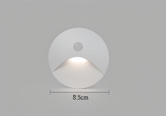 Versatile LuminiPath LED wall light, motion sensor, suitable for both indoor & outdoor settings.