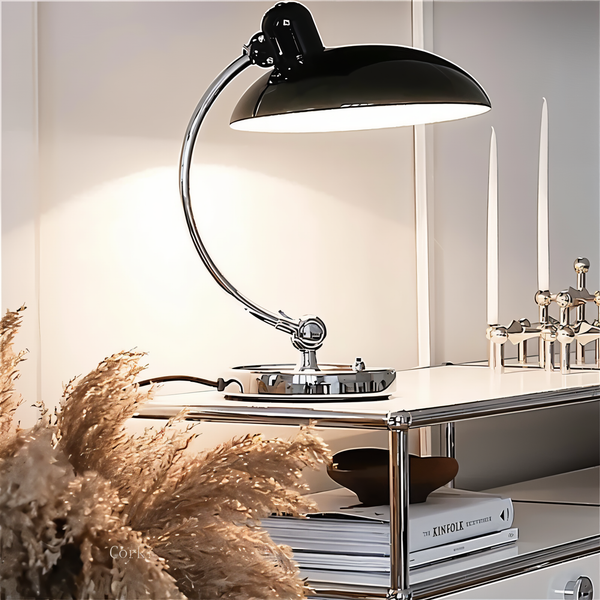 Industrial metal table light, vintage design, adjustable height for desk & office.