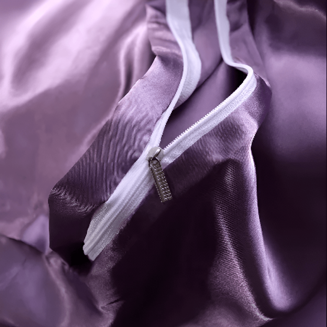 Opulent Mulberry silk bedding set, perfect for elegant bedroom decor.