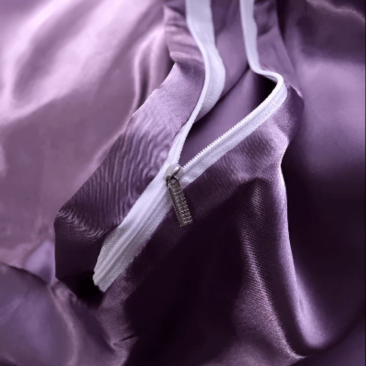 Opulent Mulberry silk bedding set, perfect for elegant bedroom decor.