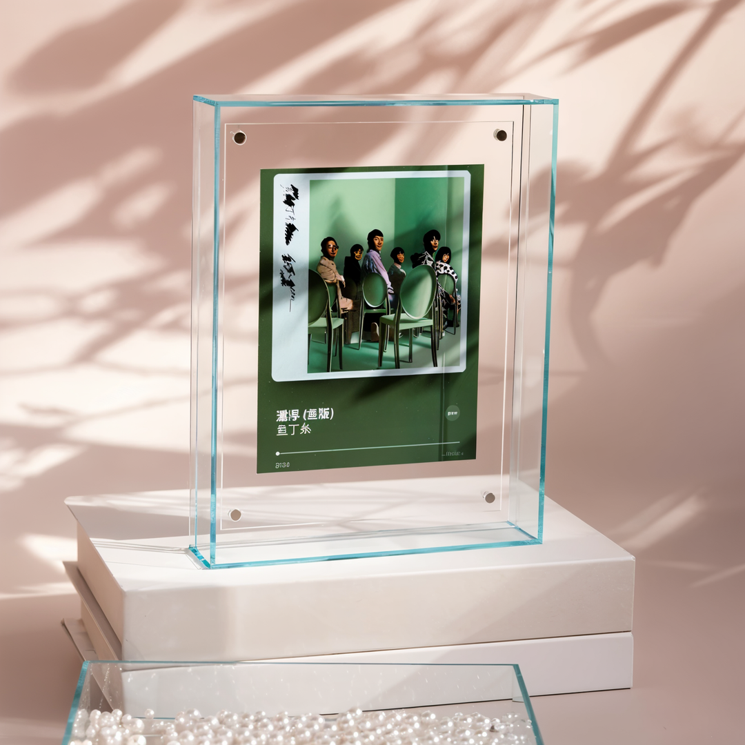 Unique retro 80s neon acrylic photo frame, a vibrant gift for home accents.