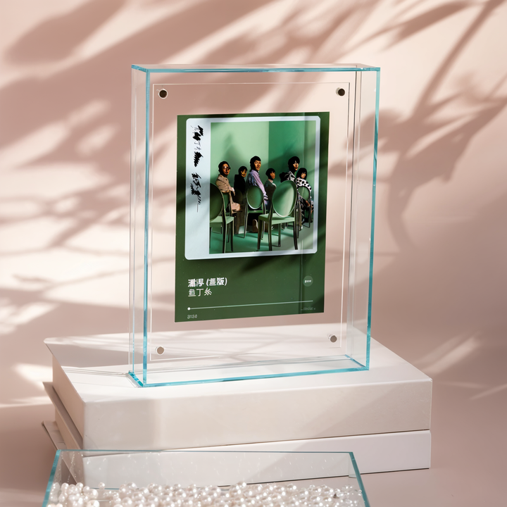Unique retro 80s neon acrylic photo frame, a vibrant gift for home accents.