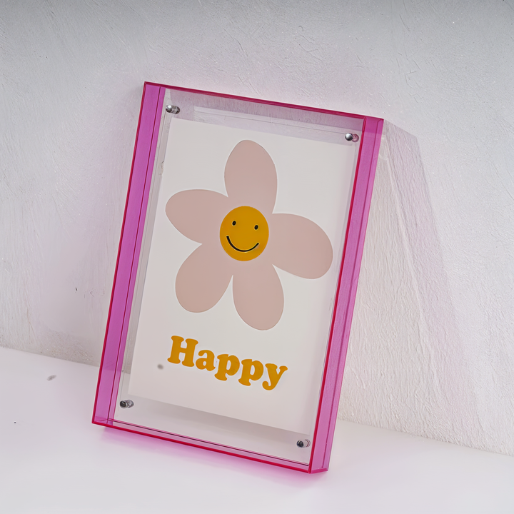 Collection of 80s retro neon acrylic frames, versatile home decor accents.