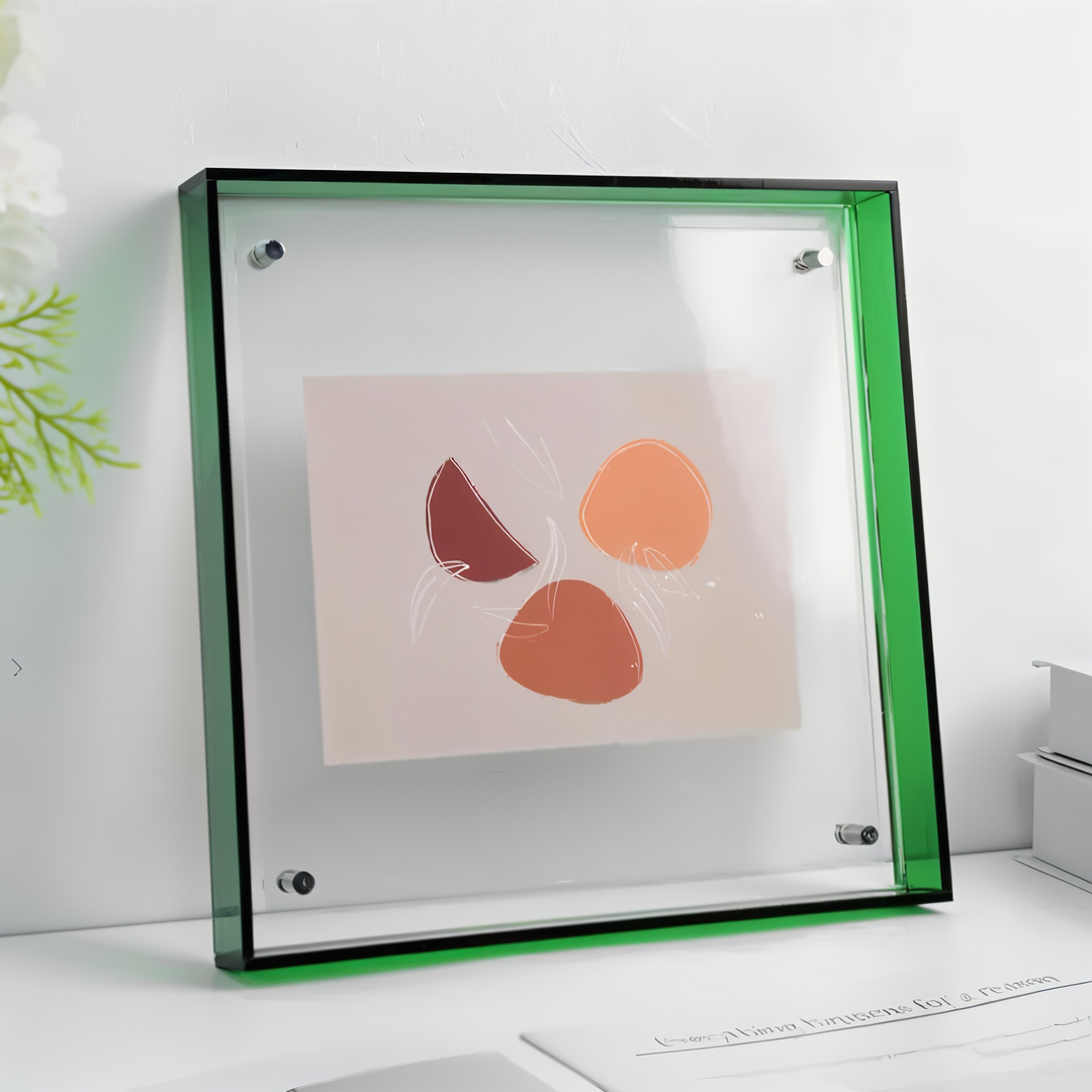 Vibrant neon acrylic photo frames, 80s retro home accents & stylish wall art.