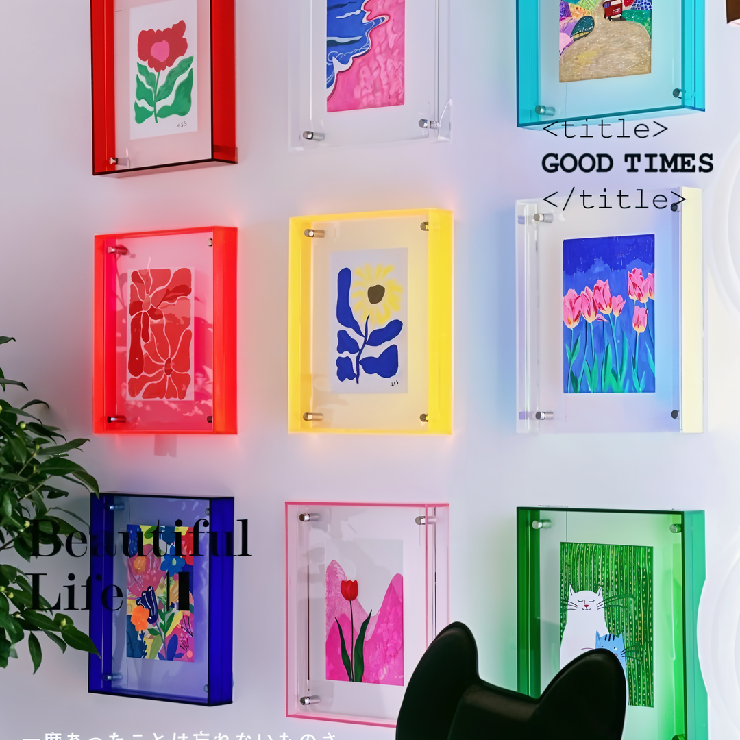 80s Retro Neon Acrylic Photo Frame, vibrant desk decor accent.