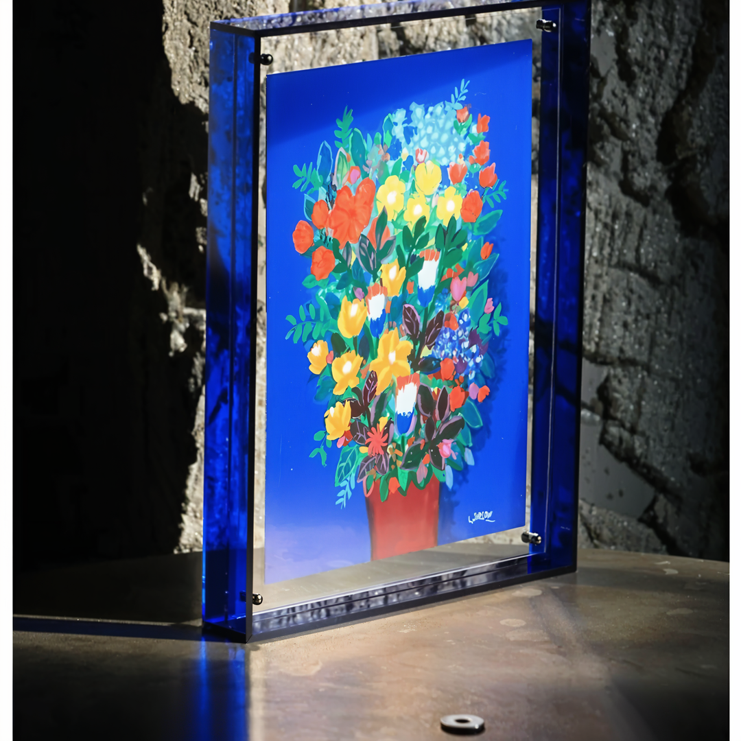 80s retro neon acrylic frames for multi-photo display, perfect desk or wall decor.