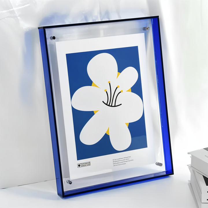 Bold 80s retro neon acrylic frame for photos, a vibrant modern home accent.