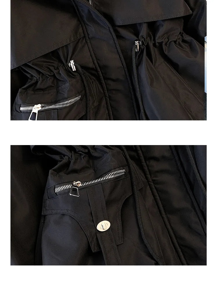 Fashionable women's hooded winter coat. Elegant and warm ladies' jacket for everyday cold weather.