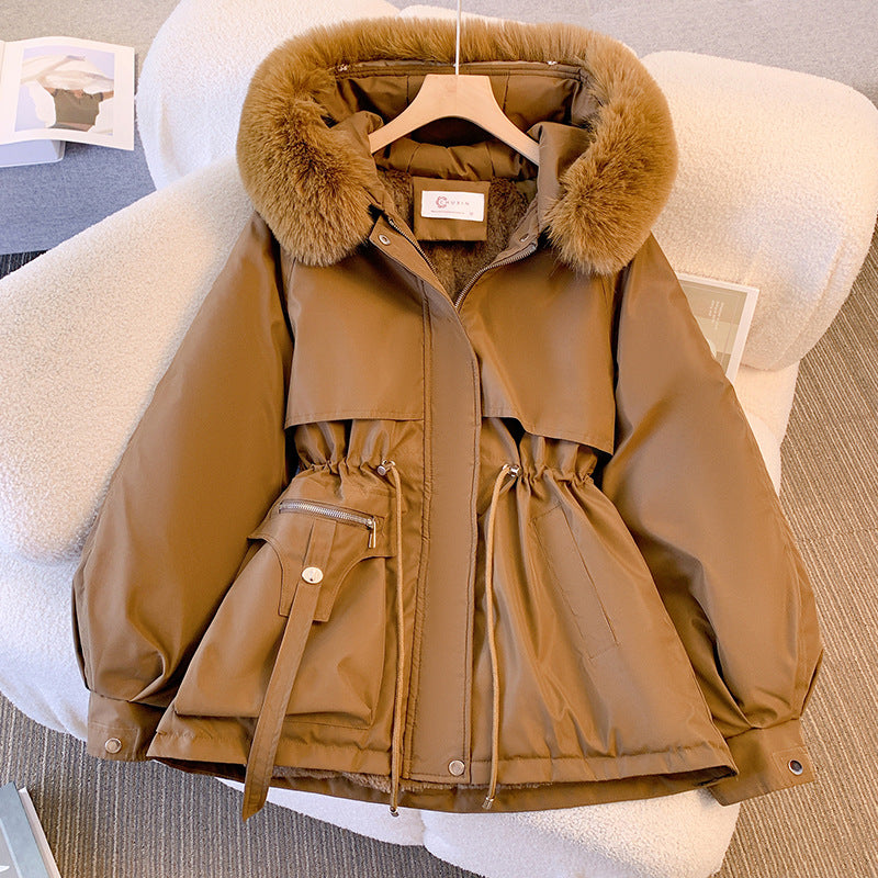 Elegant women's winter jacket, warm and cozy. Fashionable outerwear for cold weather and everyday style.
