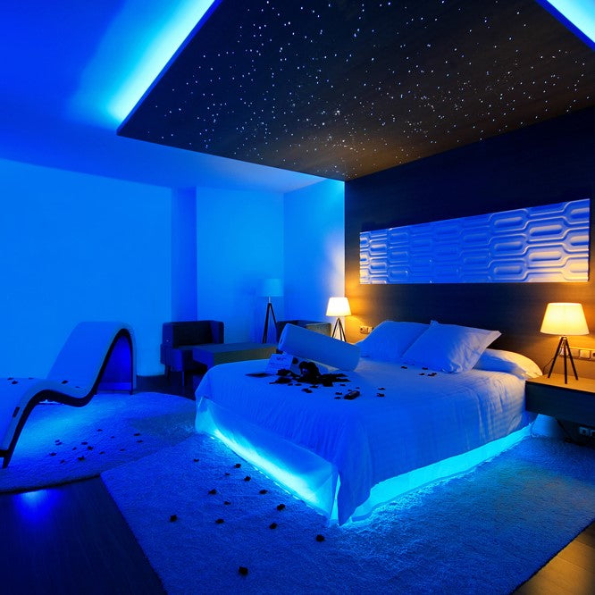 Flexible RGB LED strip lights, easy to install for dynamic mood lighting in any room, enhancing home decor.