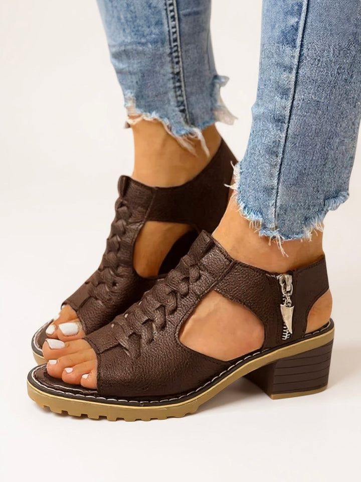 Women's High Heel Sandals with Zip