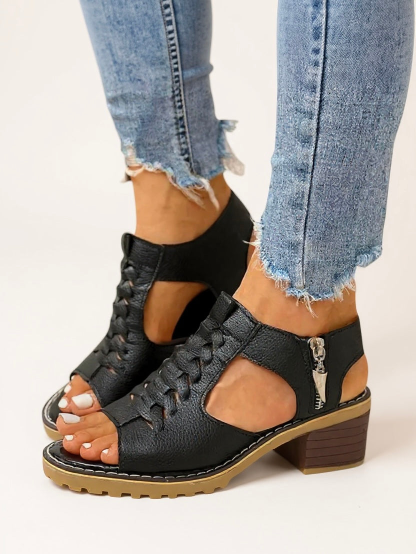 Women's High Heel Sandals with Zip