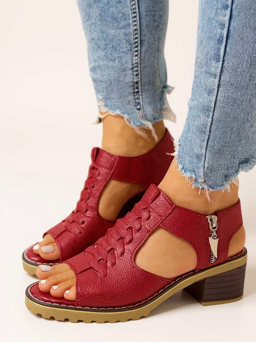 Women's High Heel Sandals with Zip