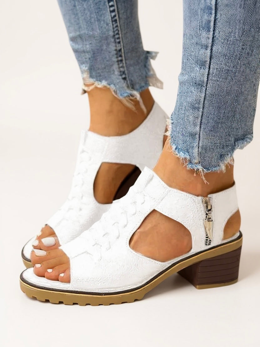 Women's High Heel Sandals with Zip