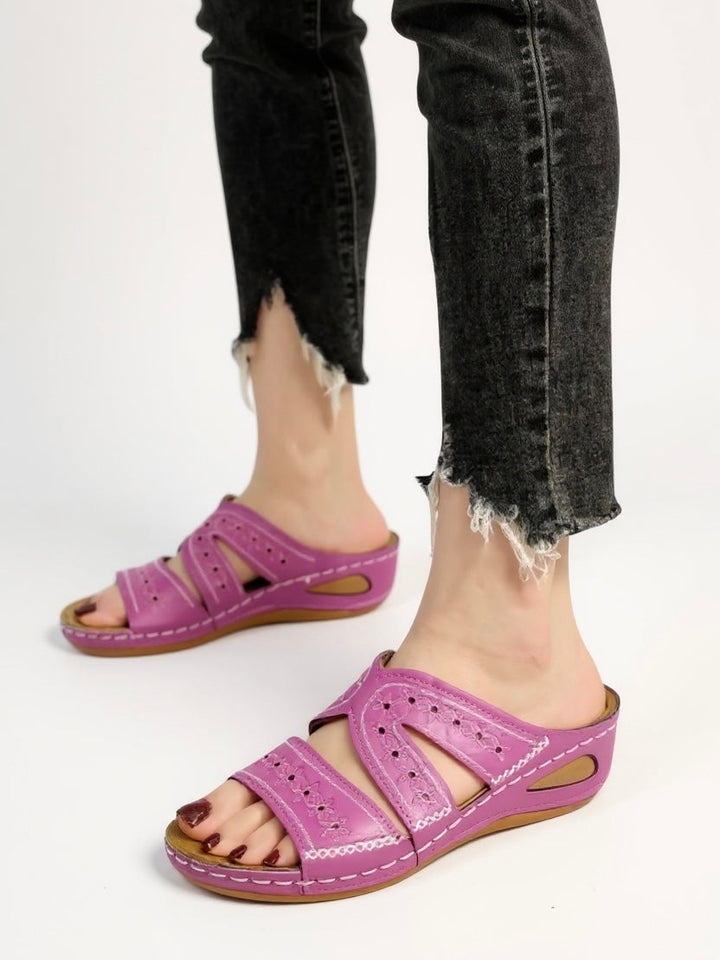 Embroidered Slide Sandals