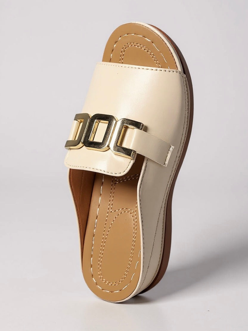 Women's Gold-Buckle Slides