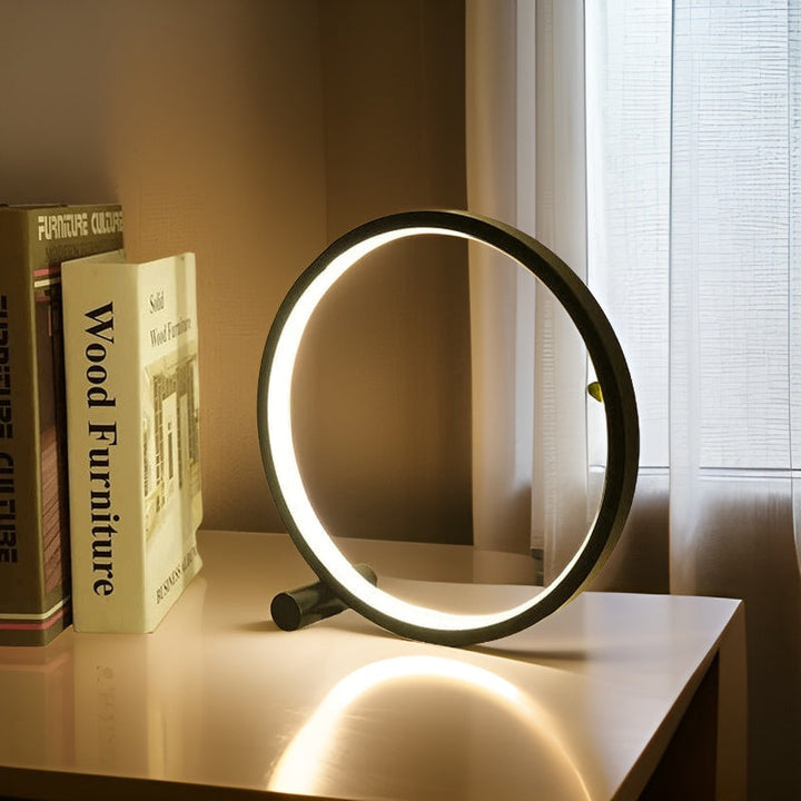 Dimmable LED table lamp, modern white design. Perfect ambient light for bedroom, living room, or desk.
