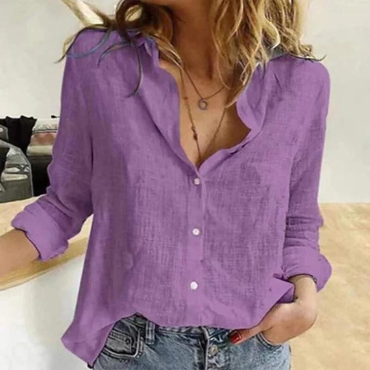 Casual women's summer blouse, relaxed fit, long sleeve top. Effortless and breathable for warm days.