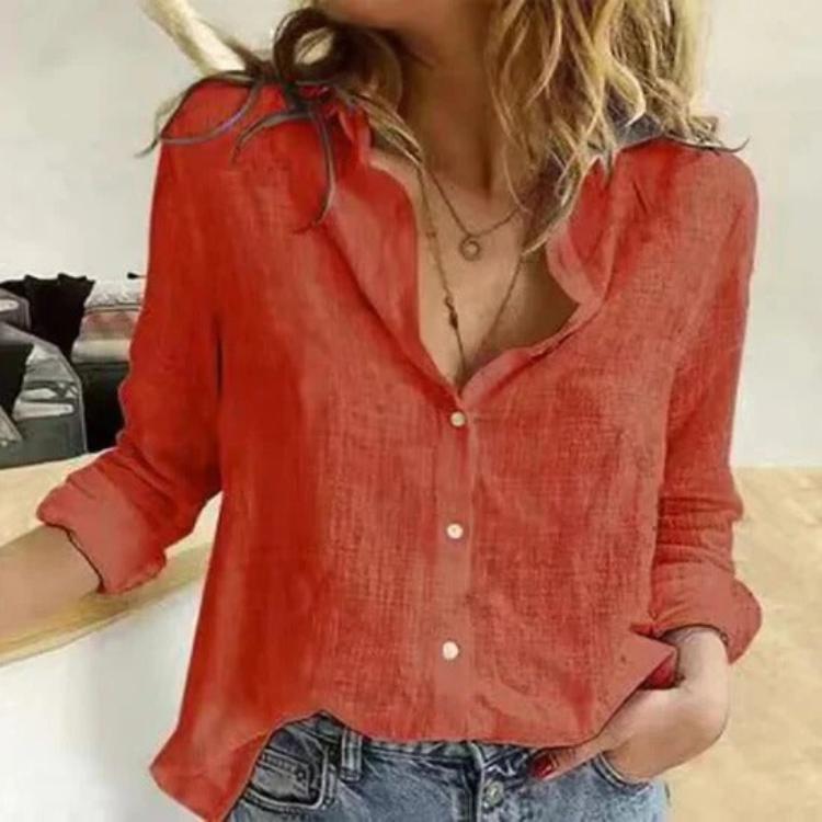 Long sleeve women's summer blouse, relaxed fit, offering stylish and breathable comfort.