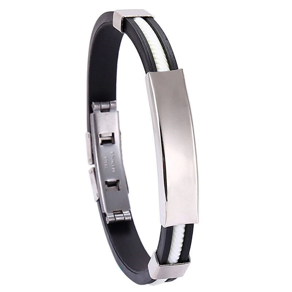 Close-up of a sleek, adjustable unisex bracelet, showcasing its modern design and versatile appeal.