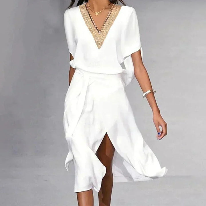 Women's White Wrap Midi Dress