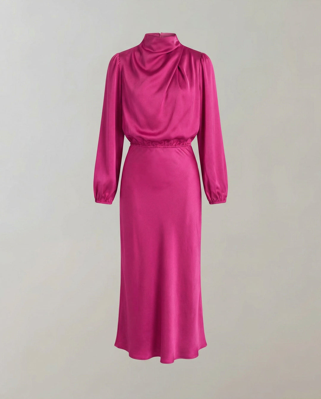 Women's elegant luminous midi dress with long sleeves. Perfect for formal wear, parties, and evening events.