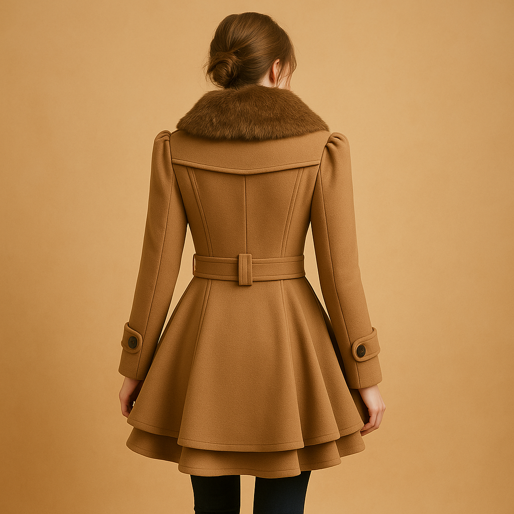 Versatile women's long winter coat with faux fur collar, suitable for both elegant formal and casual cold weather outfits.