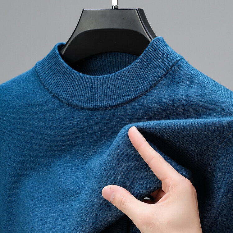 Navy men's elegant knit sweater, tailored fit for a sleek & modern gentleman's wardrobe.