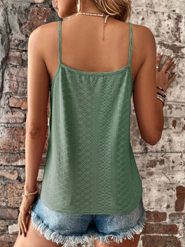 Yellow women's tunic top, elegant embroidered camisole, sleeveless for casual chic summer wear.