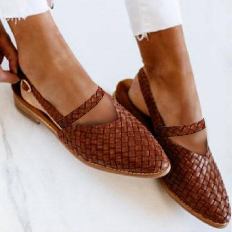 Comfortable walking sandals for women. Slip-on, open-toe flat design offers daily wear orthopedic support & style.