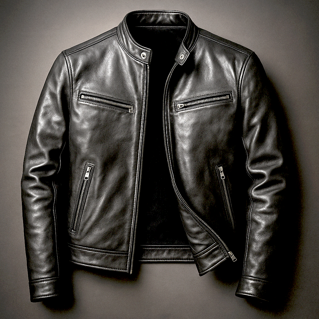 Timeless classic men's leather jacket in vintage style. Durable, stylish outerwear for versatile fashion.