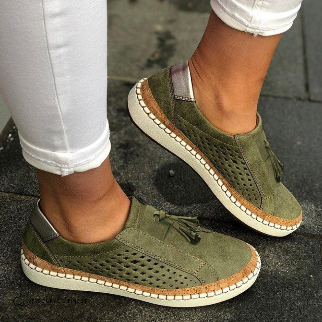 Comfortable women's slip-on shoes with cushioned insoles & anti-slip sole, ideal for daily wear.