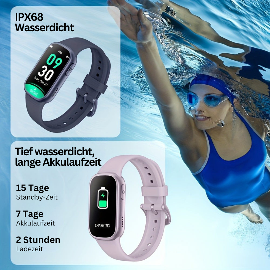 Smartwatch for children, tough design, includes wireless calling, camera, and activity goals.