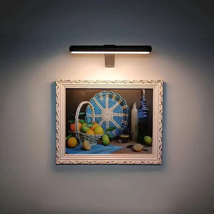 Dimmable wireless LED wall light, rechargeable for versatile art lighting. Sleek design for modern home accent.