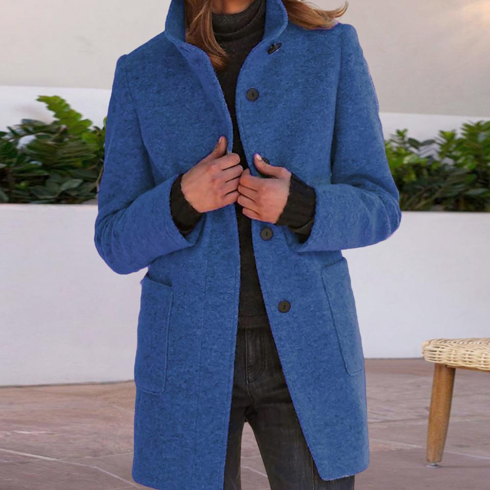 Women's elegant long-sleeve coat, perfect for versatile fall winter fashion and smart casual wear. A timeless bestseller.